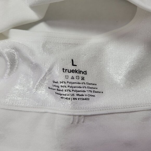 TrueKind White Everyday Throw-On Wireless Bralette #91404 Size L - Picture 3 of 3